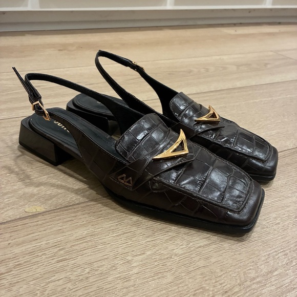 SCHUTZ Shoes - Schutz Women’s Arizona Brown Slingback Leather Embossed Block Pump Size 6.5